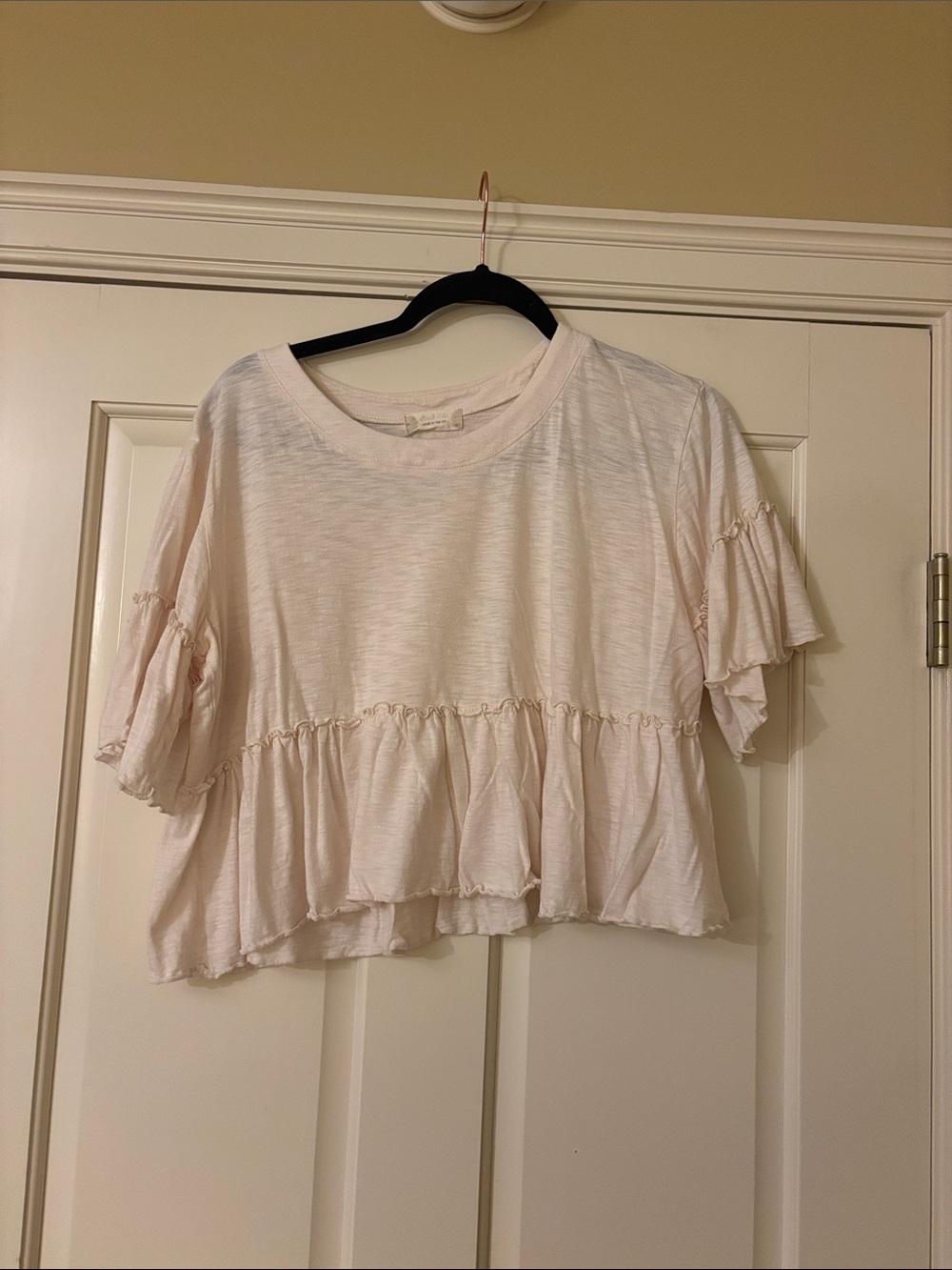 Altar'd State Pale Blush Ruffle Crop Top